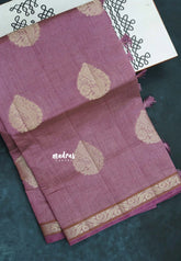 Dual Shade Onion pink - Raaga - Lightweight Semi tussar saree with bog buttas and small border